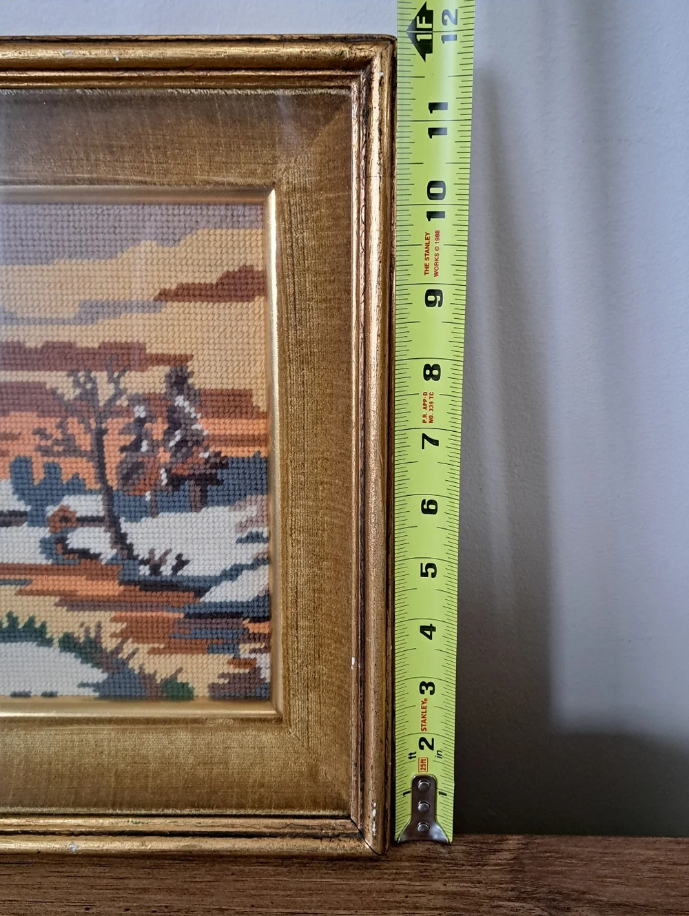 Vintage Needlepoint Framed Artwork Deer Cabins Nature Scene Woodland Classic - Picture 14 of 16